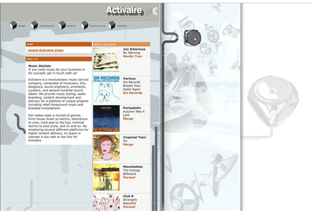 Activaire website circa 2000